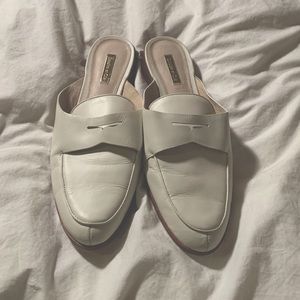 White leather mules